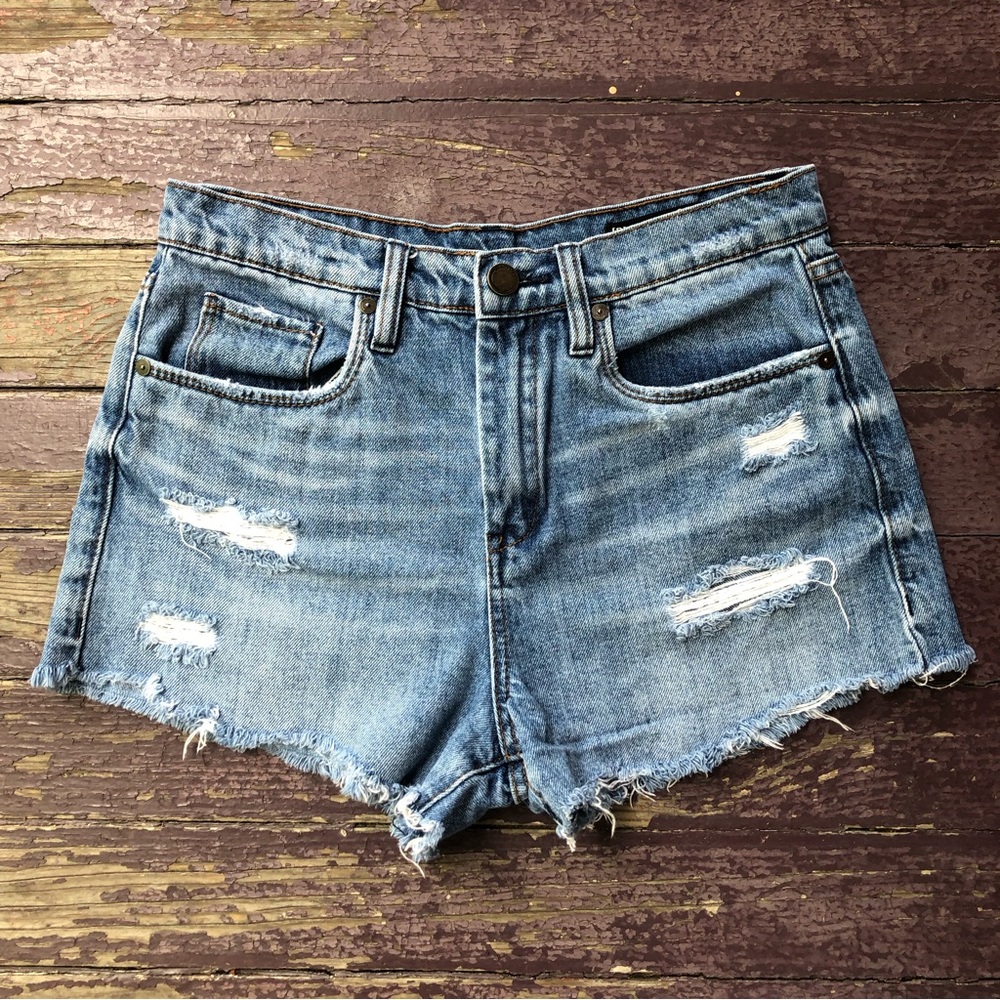 Blank NYC Light Blue Distressed High-Waist Jean Shorts